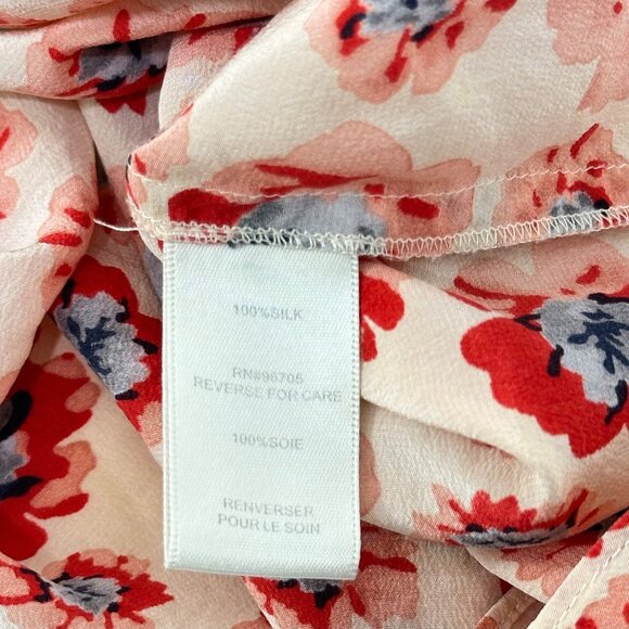 Rebecca Taylor Women Boho Floral Print 100% Silk Blouse Tie Neck 3/4 Sleeve Sz 6 - Picture 4 of 12